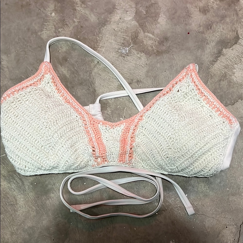 Xhilaration White and Pink Bikini with Delicate Lace